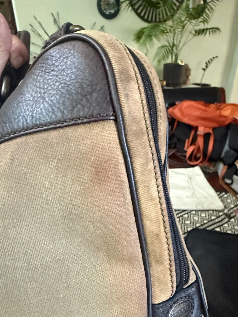 Fossil Estate Canvas Document Bag / Briefcase- vintage- pre-owned